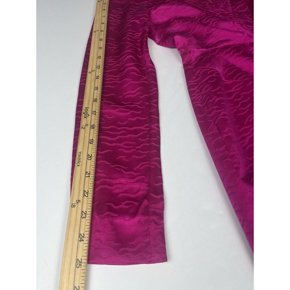 Saloni Bibi Mini Dress Vivid Magenta Silk Long-Sleeve Sz 0 - Picture 13 of 14